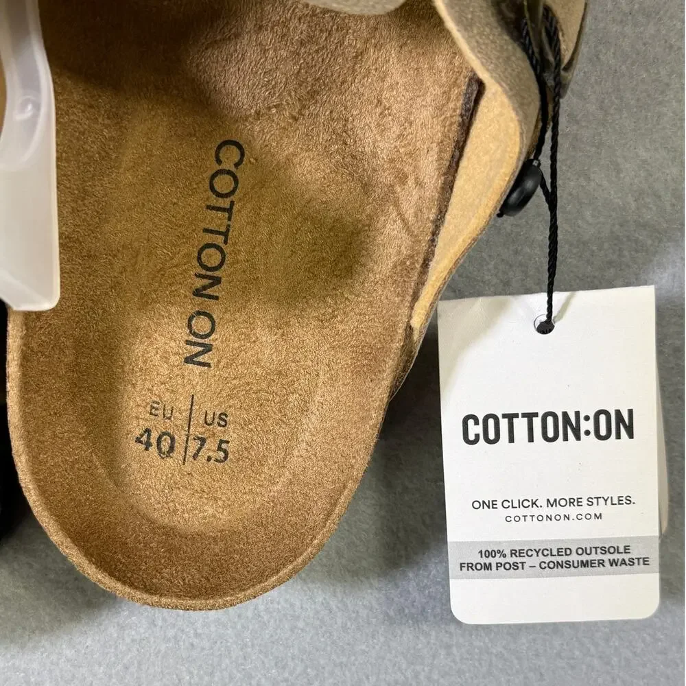 Cotton on Men's Closed Toe Buckle Slide - Taupe 7.5 $40